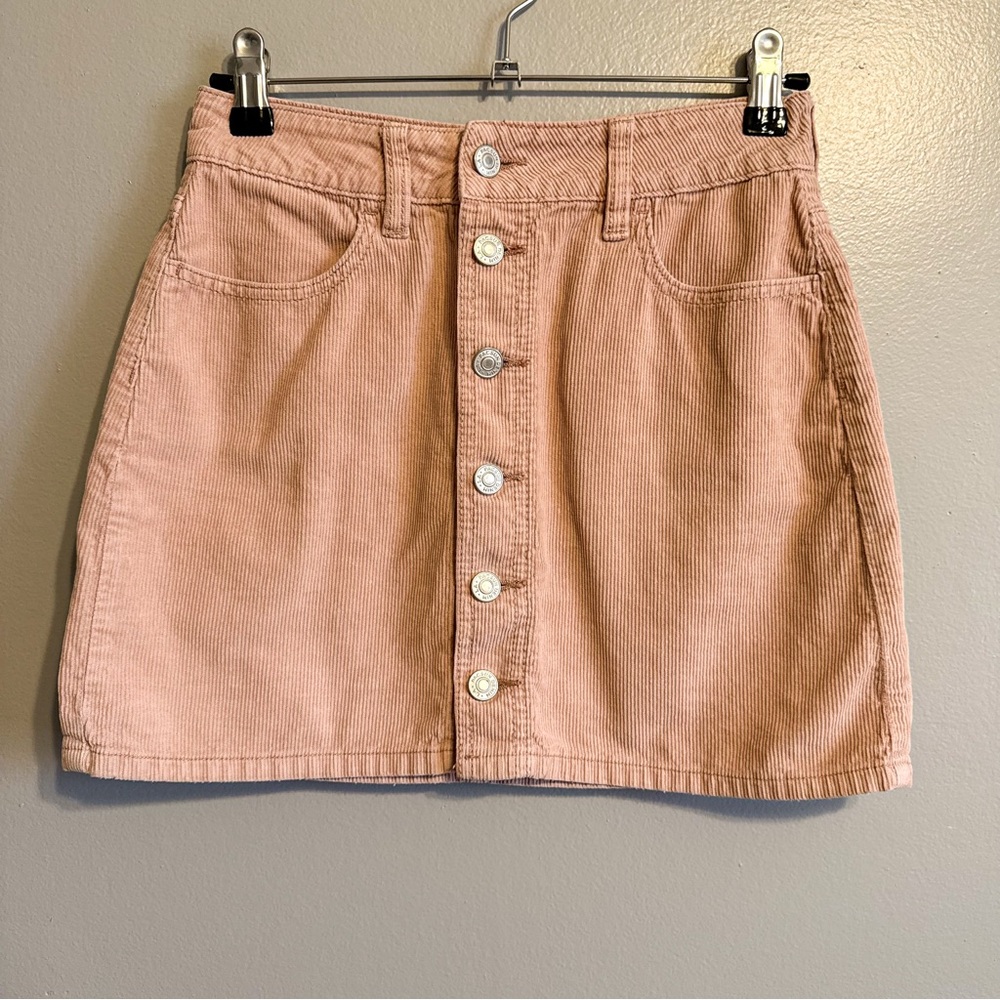PacSun Corduroy Button Front Mini Skirt Pink Womens 24